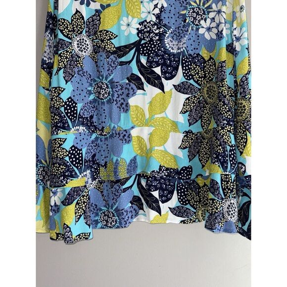 Habitat Floral Blouse Top Flare Flutter Sleeve Tiered Artsy Drapes Classic Large - Picture 11 of 16